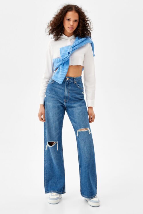 Ripped Wide-Leg â90s Jeans
